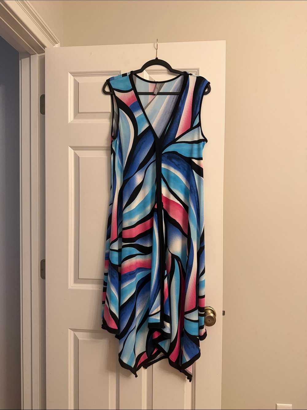 Last Tango Boutique Sleeveless Asymmetrical Dress in Blue, Pink, Black, White